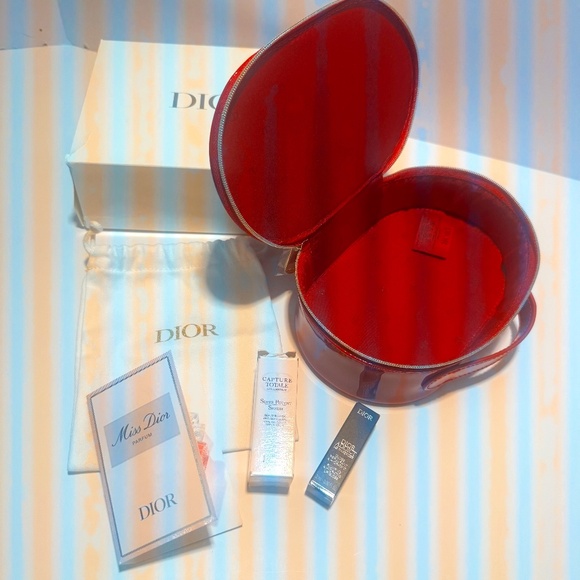 Christian Dior Beauty Red Faux Patent Leather cosmetic Pouch~NWOT - Picture 1 of 8